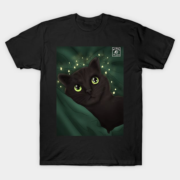 Magical Black Cat T-Shirt by Miss Maddie’s Studio